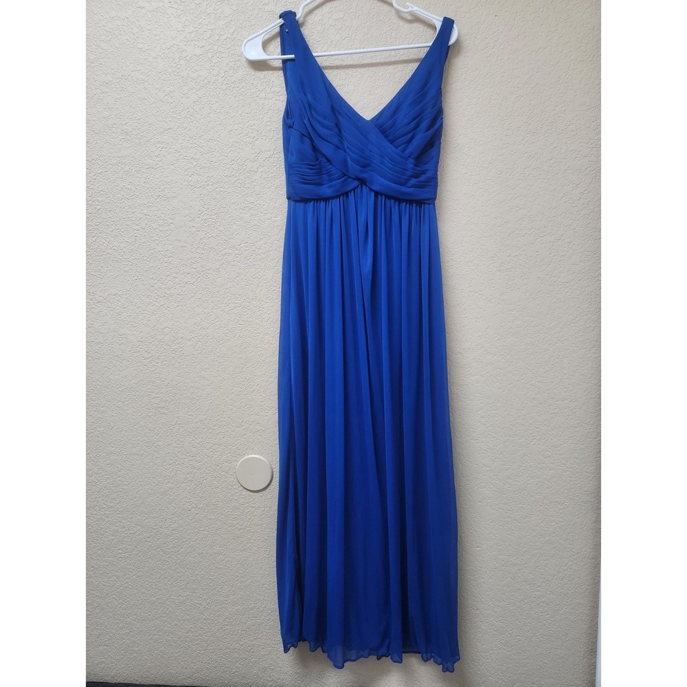 David's Bridal Royal Blue Cowl Back Maxi Dress Size 0 Prom Wedding Formal Women